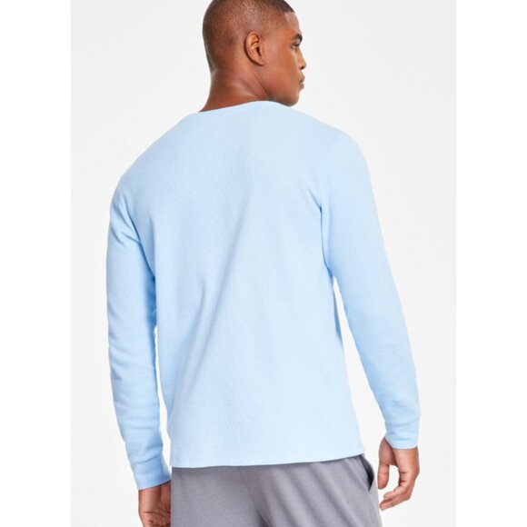 Lacoste Men's Large Croc Thermal Waffle Sleep Shirt - Light Blue Size XL - Picture 3 of 3